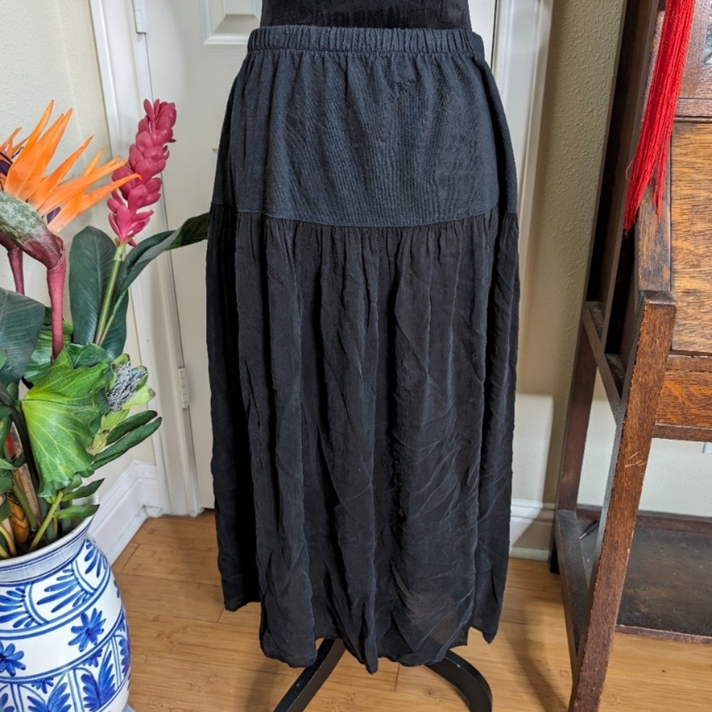 Vintage Johnny Was T-shirt smocked maxi skirt S